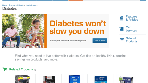 Walgreens.com 'Diabetes' Landing Page